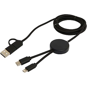 Citala 5-in-1 recycled plastic 150 cm data sync and 27W fast charge cable, solid black