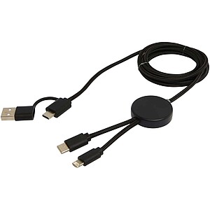 Citala 5-in-1 recycled plastic 150 cm data sync and 27W fast charge cable, solid black