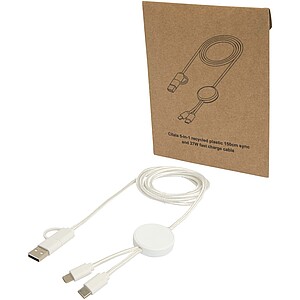 Citala 5-in-1 recycled plastic 150 cm data sync and 27W fast charge cable, white