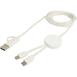 Citala 5-in-1 recycled plastic 150 cm data sync and 27W fast charge cable, white