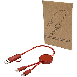 Citala 5-in-1 recycled plastic 30 cm data sync and 27W fast charge cable, brick