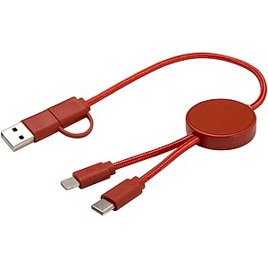 Citala 5-in-1 recycled plastic 30 cm data sync and 27W fast charge cable, brick
