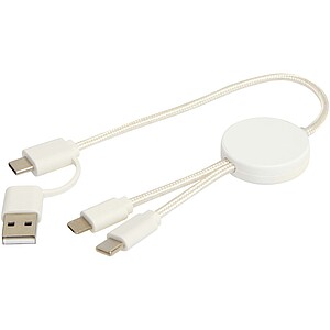 Citala 5-in-1 recycled plastic 30 cm data sync and 27W fast charge cable, white