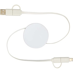 Citala 5-in-1 recycled plastic 90 cm retractable data sync and 40W fast charge cable, white