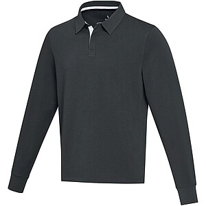 Clyde unisex organic rugby polo sweatshirt, solid black
