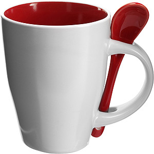 Coffee mug with spoon Red