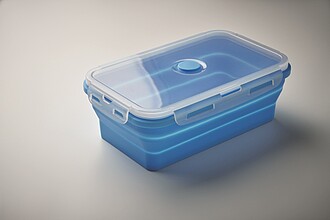 Collapsible silicone lunch box, baby blue