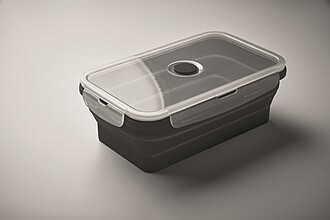 Collapsible silicone lunch box, black