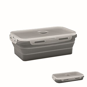Collapsible silicone lunch box, stone grey