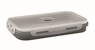 Collapsible silicone lunch box, stone grey