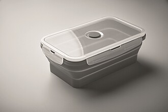 Collapsible silicone lunch box, stone grey