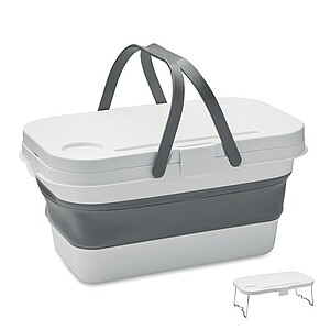 Collapsible silicone picnic basket with PP table top