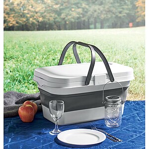 Collapsible silicone picnic basket with PP table top