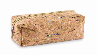 Coloured cork pencil case, beige