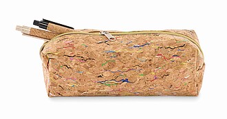 Coloured cork pencil case, beige