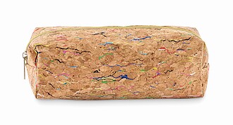 Coloured cork pencil case, beige