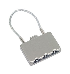 Combination lock "Close" shaped as a suitcase,colour silver