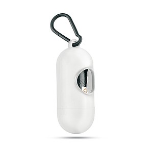 Container for pet bag w/ hook, white