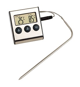 Cooking thermometer "Gourmet" with LCD screen (for °C and °F),colour silver, grey