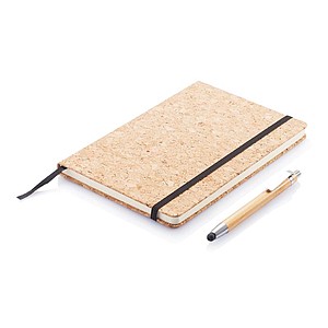 Cork A5 notebook with bamboo pen including stylus