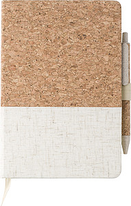 Cork and linen notebook andwheatstraw ballpen