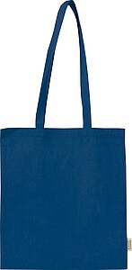 Cotton bag with long handles made from recycled cotton and RPET, dark blue