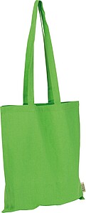 Cotton bag with long handles made from recycled cotton and RPET, green