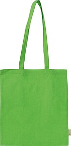 Cotton bag with long handles made from recycled cotton and RPET, green