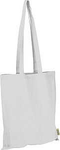 Cotton bag with long handles made from recycled cotton and RPET, white