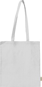 Cotton bag with long handles made from recycled cotton and RPET, white