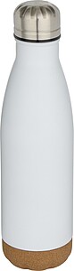 Cove 500 ml double wall vacuum insulated stainless steel water bottle with cork details, white