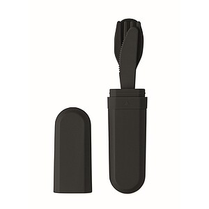 Cutlery set and case in PLA, black