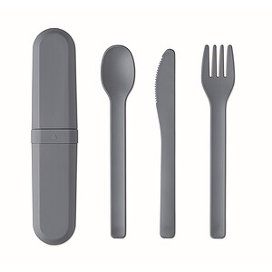 Cutlery set and case in PLA, petrol