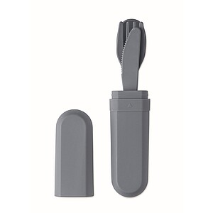 Cutlery set and case in PLA, petrol