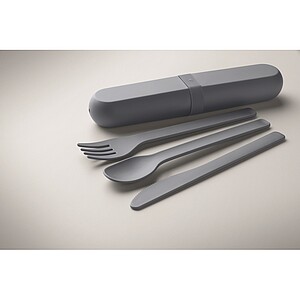 Cutlery set and case in PLA, petrol
