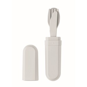 Cutlery set and case in PLA, white