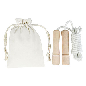 Denise wooden skipping rope in cotton pouch