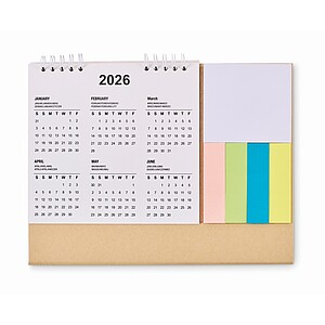 Desk calendar with memo pad, beige