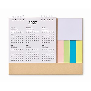 Desk calendar with memo pad, beige