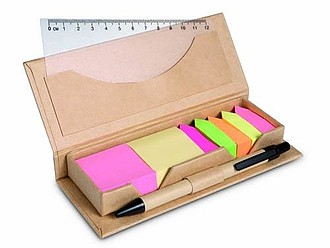 Desk set in brown paper box, beige