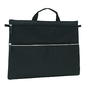 Document bag "File" with a zip on the front pocket and 1 main pocket with zip,colour black