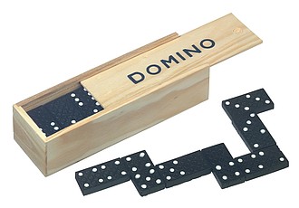 Domino game with 28 pieces,colour wood, black