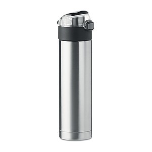 Double wall drinking bottle in stainless steel with security lock on the lid