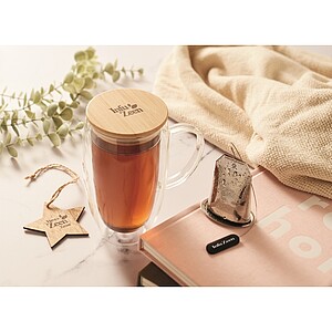 Double wall glass mug 450ml, transparent