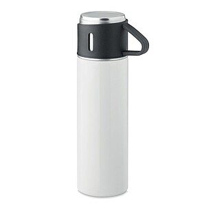 Double wall stainless steel vacuum insulated flask with leak-free cup lid