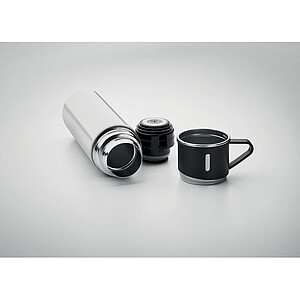 Double wall stainless steel vacuum insulated flask with leak-free cup lid