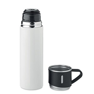 Double wall stainless steel vacuum insulated flask with leak-free cup lid