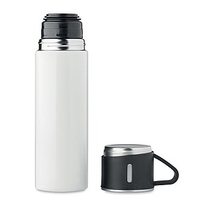 Double wall stainless steel vacuum insulated flask with leak-free cup lid