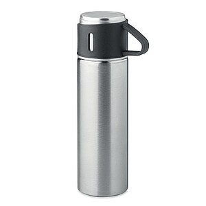 Double wall stainless steel vacuum insulated flask with leak-free cup lid