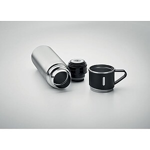 Double wall stainless steel vacuum insulated flask with leak-free cup lid